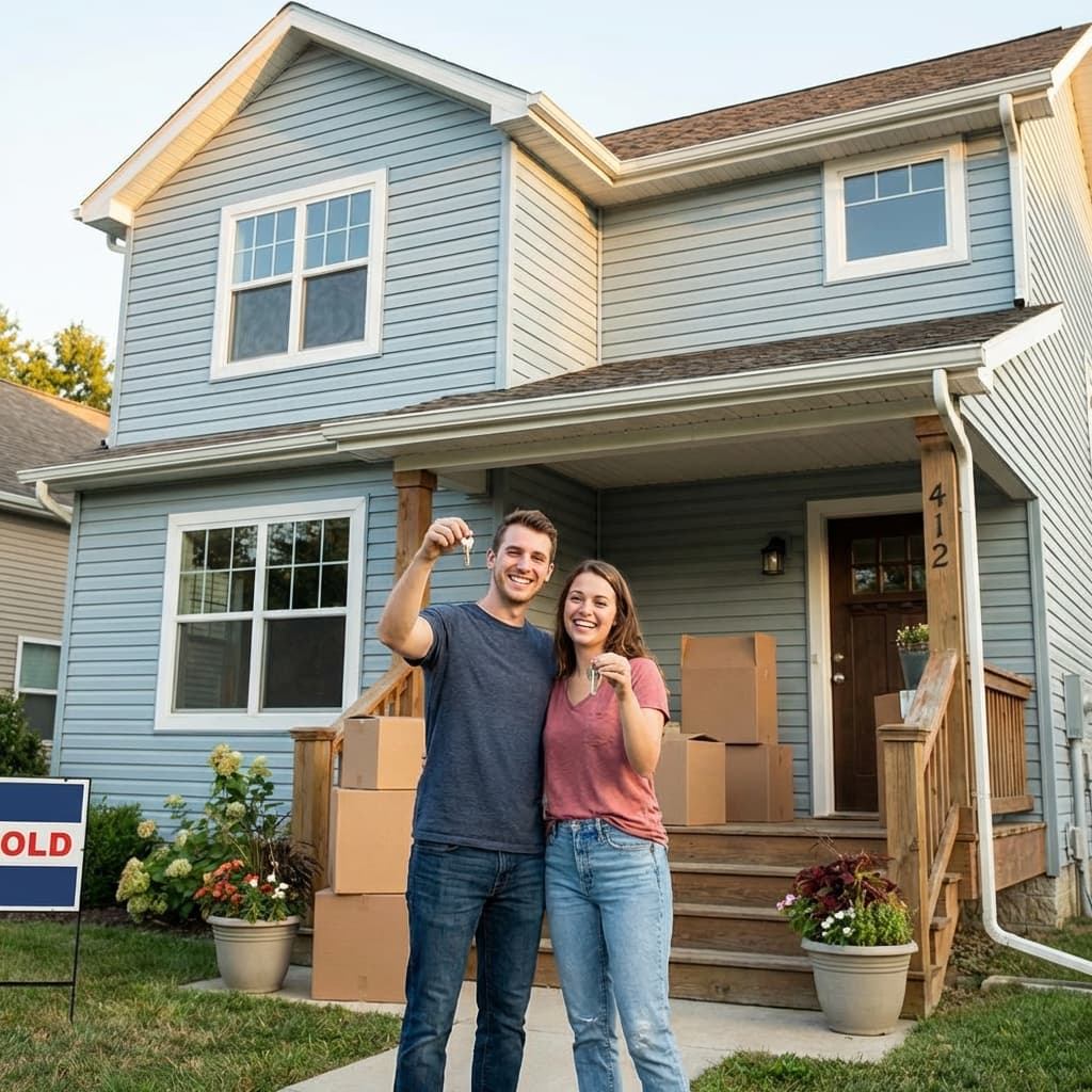 Happy residents with keys